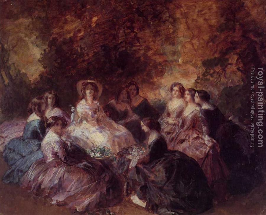 Franz Xavier Winterhalter : The Empress Eugenie Surrounded by her Ladies in Waiting 1855